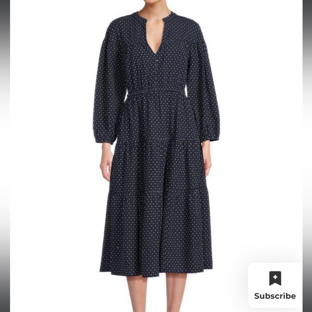 Madewell Mariette Print Tiered Midi Dress Navy